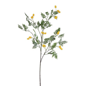 Gartenblume – Gelber Mimosenzweig mit Blättern aus Kunststoff, L | PTMD