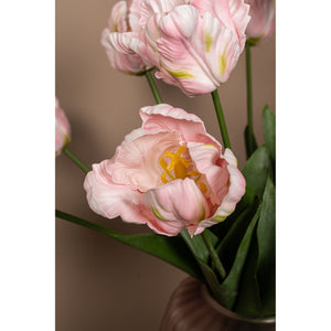 Tulpeblume - Rosa Papageien-Tulpe mit Blättern, Kunststoff, Halbhändig gefertigt | PTMD