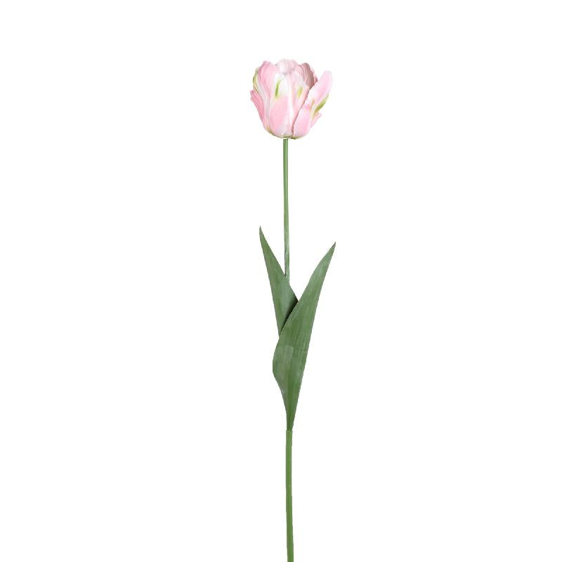 Tulpeblume - Rosa Papageien-Tulpe mit Blättern, Kunststoff, Halbhändig gefertigt | PTMD