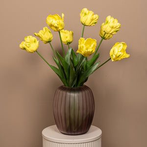 Tulpeblume - Gelbe Papageien-Tulpe mit Blättern, Kunststoff, Halbhändig gefertigt | PTMD