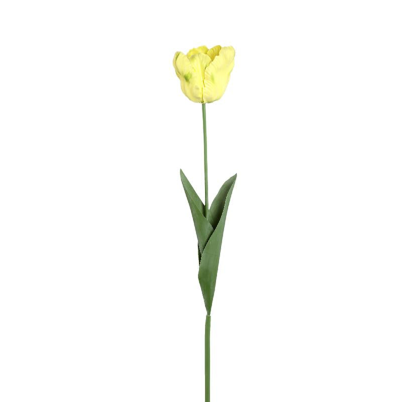 Tulpeblume - Gelbe Papageien-Tulpe mit Blättern, Kunststoff, Halbhändig gefertigt | PTMD