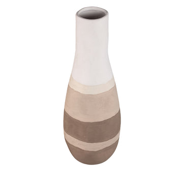 Vase - Round Design, Light Brown Color, Ceramic Material, L - Voni | PTMD