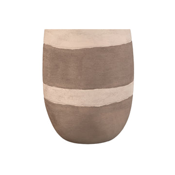 Vase - Round Design, Light Brown Color, Ceramic Material, L - Voni | PTMD