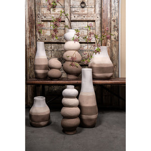 Vase - Round Design, Light Brown Colour, Ceramic Material, S - Voni | PTMD