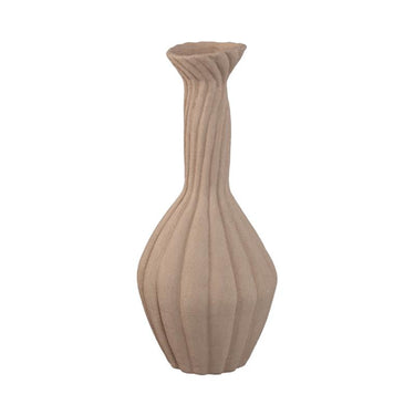 Vase – Hellbraune Farbe, Gerippte Oberfläche, Spiraldesign, Keramik, L – Lydia | PTMD