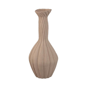 Vase - Light brown color, Ribbed surface, Spiral design, Ceramic, L - Lydia | PTMD