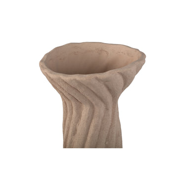 Vase – Light brown color, ribbed surface, spiral design, ceramic, M – Lydia | PTMD