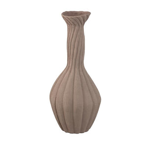 Vase – Dark Brown Color, Ribbed Surface, Spiral Design, Ceramic, L – Lydia | PTMD