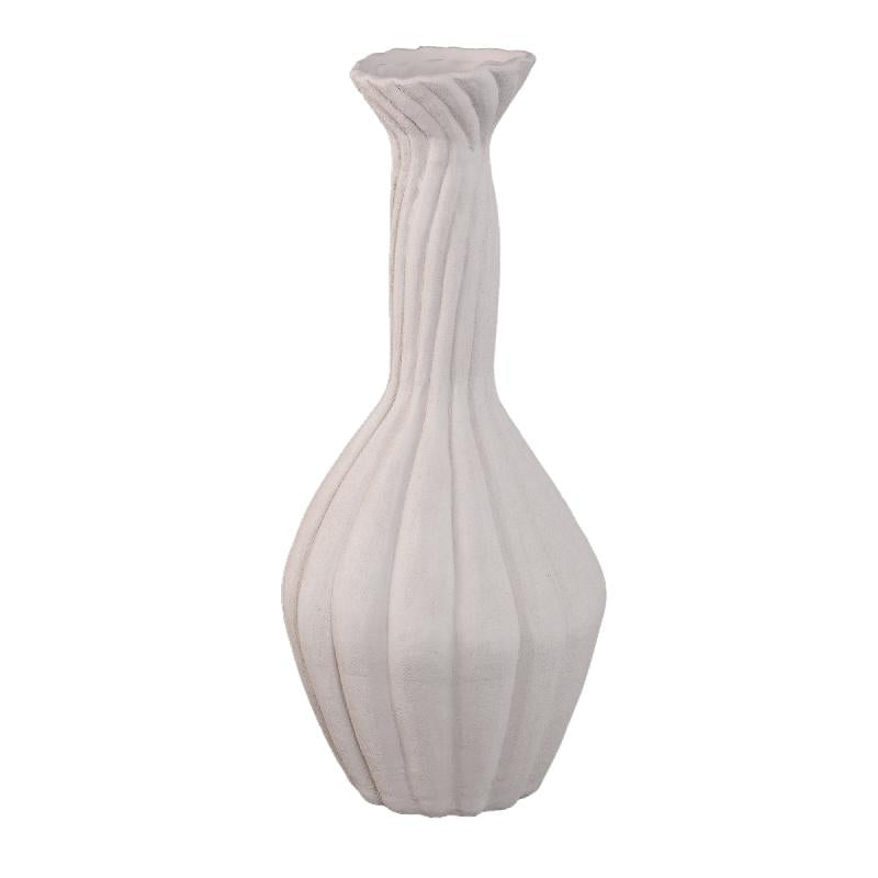 Vase – White, Ribbed Surface, Spiral Design, Ceramic, L – Lydia | PTMD