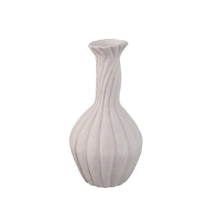 Vase – White, Ribbed Surface, Spiral Design, Ceramic, M – Lydia | PTMD