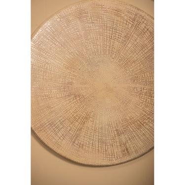 Wall panel made of aluminum sheet in beige with a textured surface, round shape, S – Raizo | PTMD