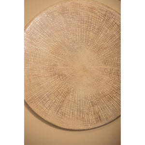 Wandpaneel aus Aluminiumblech in Beige mit Struktur-Oberfläche, runder Form, L – Raizo | PTMD