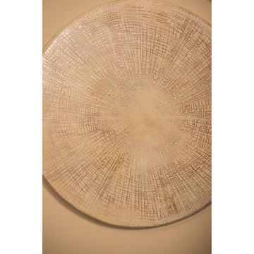 Wandpaneel aus Aluminiumblech in Beige mit Struktur-Oberfläche, runder Form, L – Raizo | PTMD