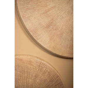Wandpaneel aus Aluminiumblech in Beige mit Struktur-Oberfläche, runder Form, L – Raizo | PTMD
