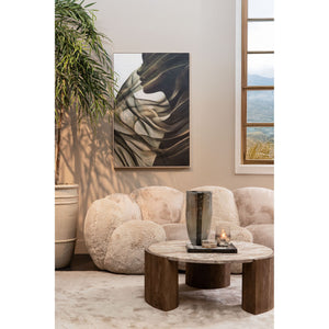 Wall panel made of polyester canvas with a pine wood frame, featuring a female motif and a dark green finish – Jilla | PTMD