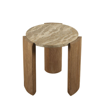 Couchtisch – Runde Form, Marmorplatte, Mangoholz Basis, S – Javina | PTMD