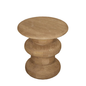Side Table - Mango Wood, Handmade, Natural, Ribbed, Round – Keven | PTMD