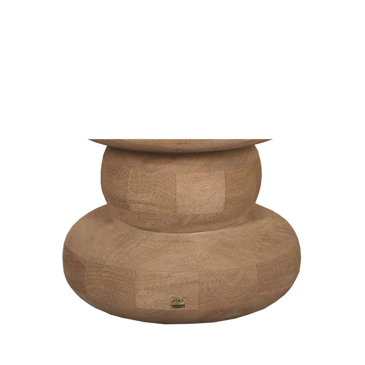 Side Table - Mango Wood, Handmade, Natural, Ribbed, Round – Keven | PTMD