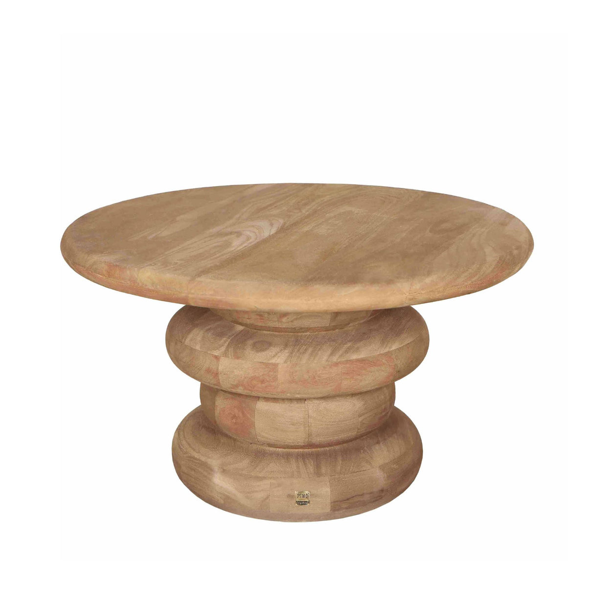 Coffee table - mango wood, handmade, natural, ribbed, round – Keven | PTMD