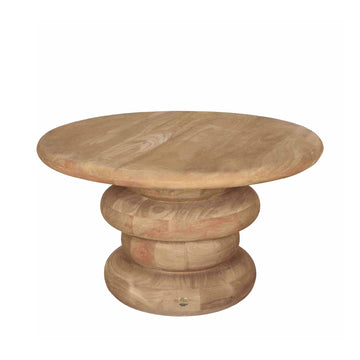 Couchtisch – Geriffeltes Design, Mangoholz, Runde Form, Natur – Keven | PTMD
