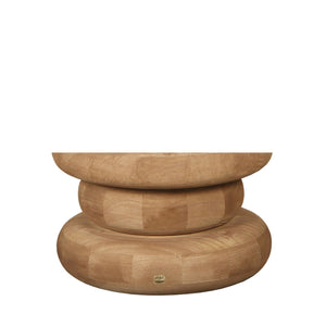 Coffee table - mango wood, handmade, natural, ribbed, round – Keven | PTMD