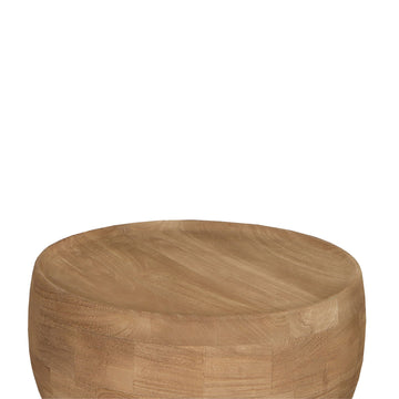 Beistelltisch – Massives Mangoholz, Sockel Design, Runde Form, Natur – Erno | PTMD