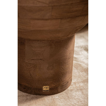 Beistelltisch – Massives Mangoholz, Sockel Design, Runde Form, Natur – Erno | PTMD