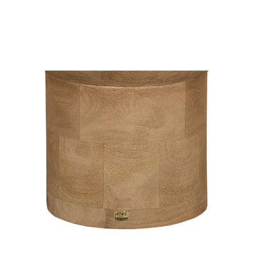 Beistelltisch – Massives Mangoholz, Sockel Design, Runde Form, Natur – Erno | PTMD