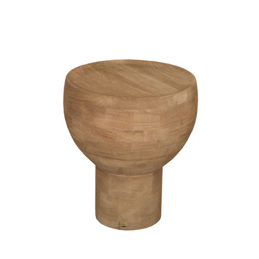 Beistelltisch – Massives Mangoholz, Sockel Design, Runde Form, Natur – Erno | PTMD