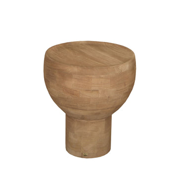 Beistelltisch – Massives Mangoholz, Sockel Design, Runde Form, Natur – Erno | PTMD