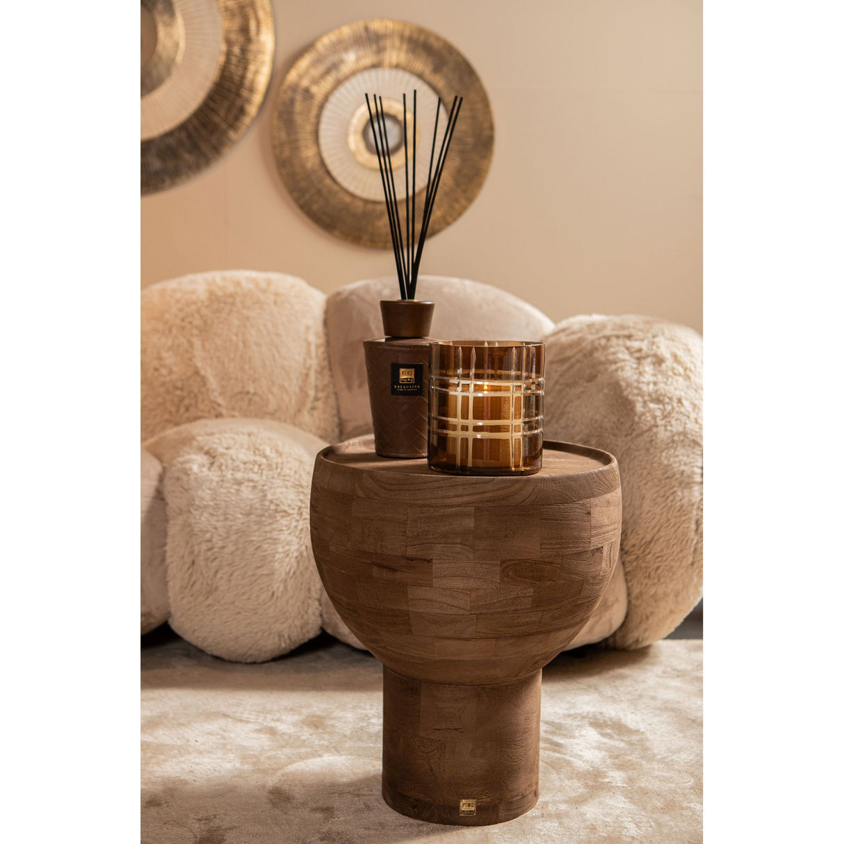 Side Table - Mango Wood, Handmade, Natural, Round, Pedestal Design – Erno | PTMD