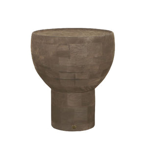 Side Table - Mango Wood, Handmade, Dark Brown, Round, Pedestal Design – Erno | PTMD