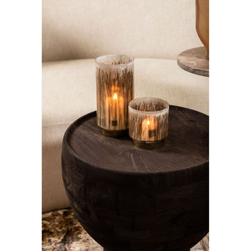 Beistelltisch – Massives Mangoholz, Sockel Design, Runde Form, Braun – Erno | PTMD