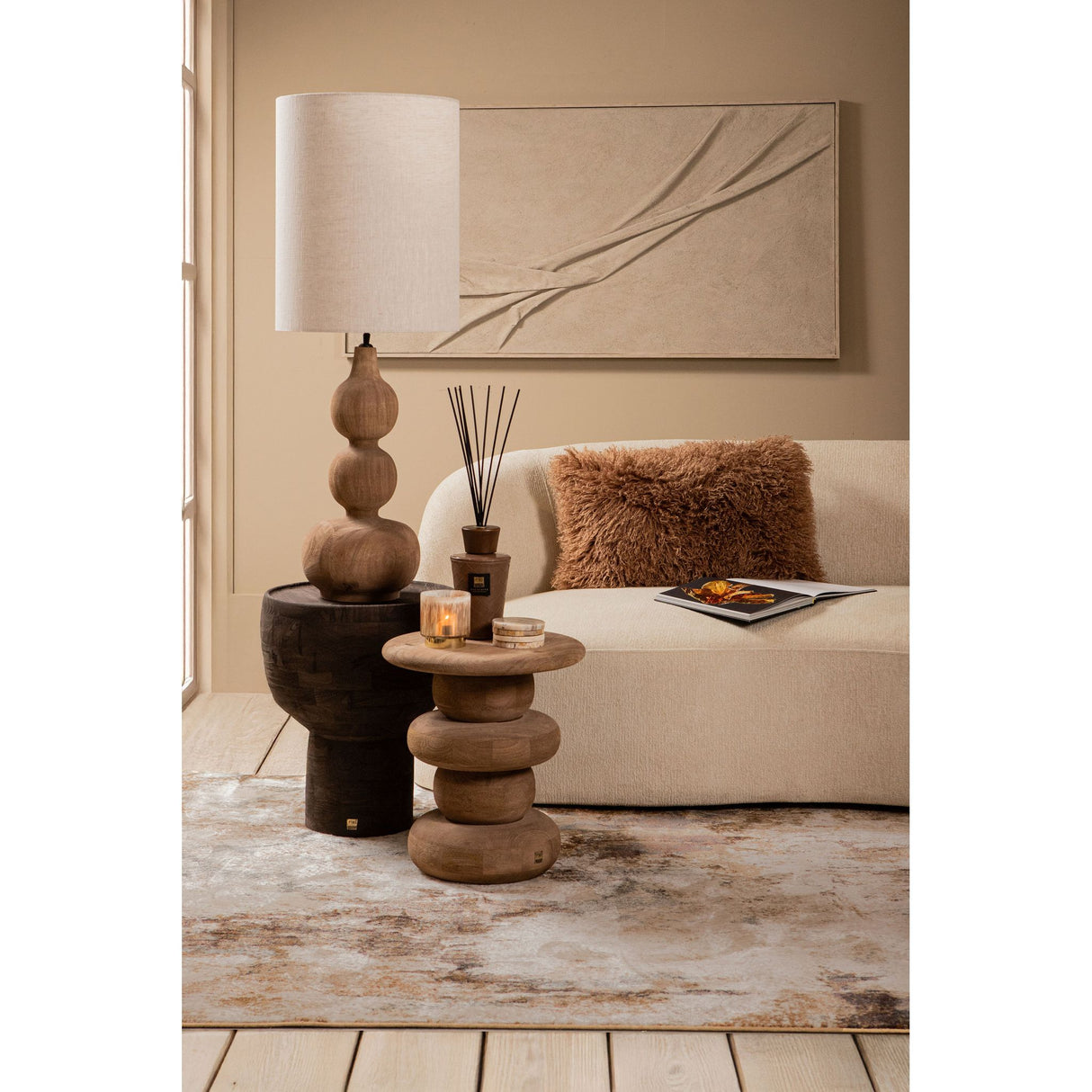 Wall Panel - Textile Wave Pattern, Framed Canvas, Handmade Finish, L - Dizze | PTMD