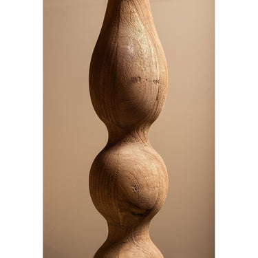 Floor lamp made of mango wood, light brown, round, smooth, curved, handcrafted - Altus | PTMD