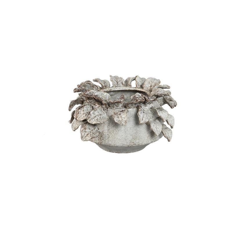 Topf – Keramik Material, Raue Oberfläche, Blattdetail Design, S – Varda | PTMD