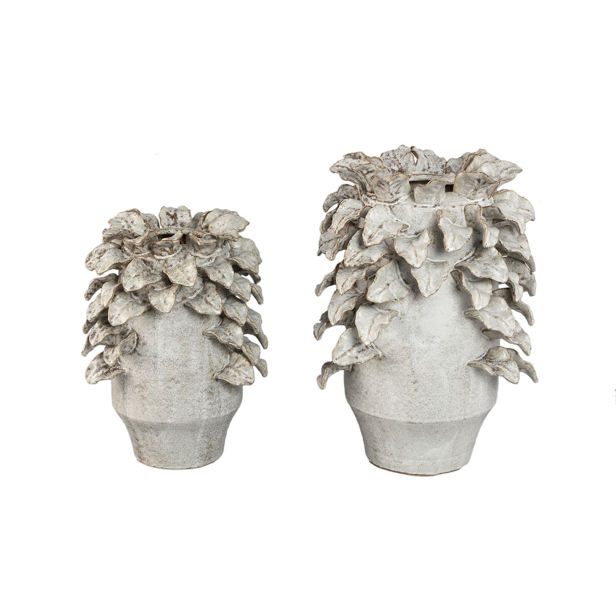 Vase – Keramik Material, Raue Oberfläche, Blattdetail Design, L – Varda | PTMD