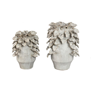 Vase – Keramik Material, Raue Oberfläche, Blattdetail Design, L – Varda | PTMD