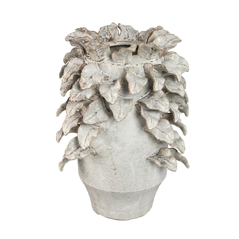Vase – Keramik Material, Raue Oberfläche, Blattdetail Design, L – Varda | PTMD