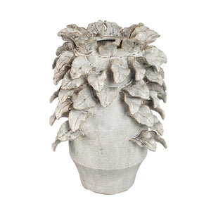 Vase – Keramik Material, Raue Oberfläche, Blattdetail Design, L – Varda | PTMD