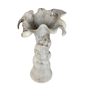 Vase – Beige Surface, Wavy Rim, Ceramic Material – Isidro | PTMD