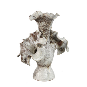 Vase – Keramik Material, Wellen Blumen Design, Runde Form, Beige – Isidro | PTMD