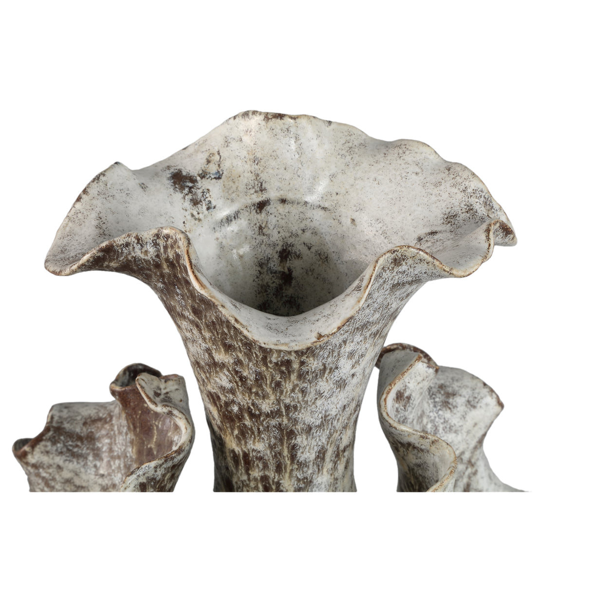 Vase – Keramik Material, Wellen Blumen Design, Runde Form, Beige – Isidro | PTMD