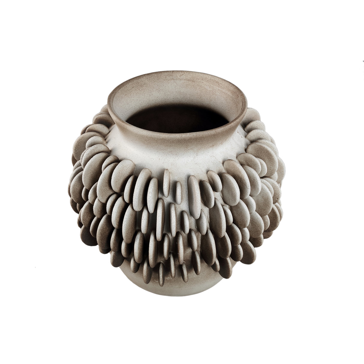 Vase – Keramik Material, Rundes Schuppenmuster, Runde Form, Niedrig, S – Wina | PTMD