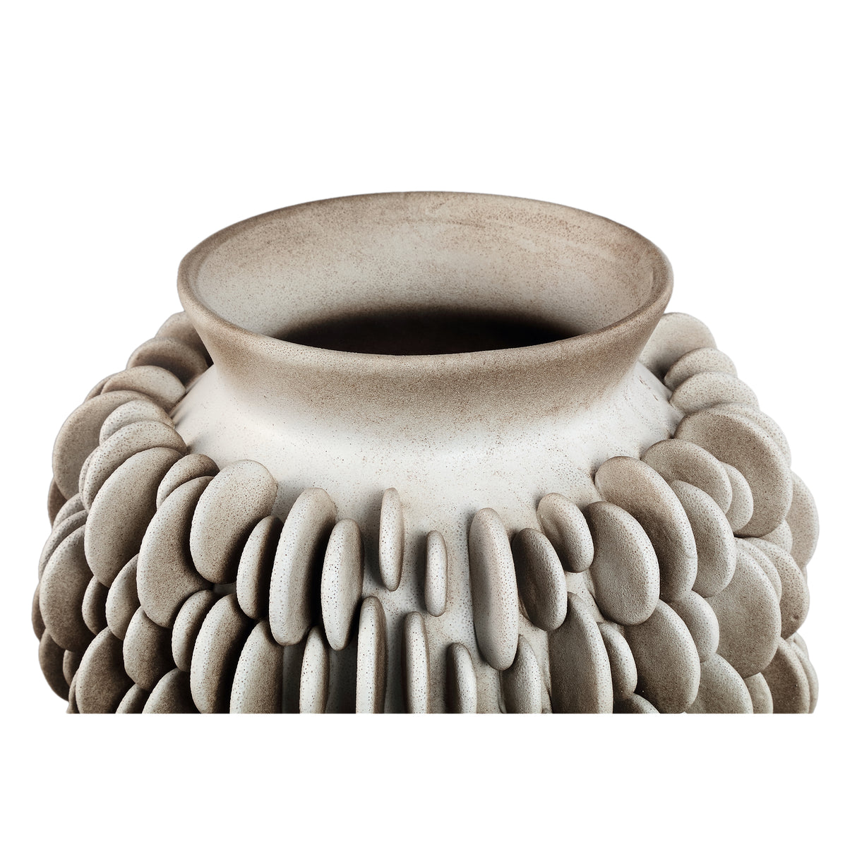 Vase – Keramik Material, Rundes Schuppenmuster, Runde Form, Niedrig, S – Wina | PTMD
