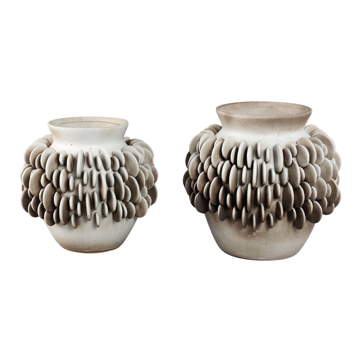 Vase – Keramik Material, Rundes Schuppenmuster, Runde Form, Niedrig, S – Wina | PTMD