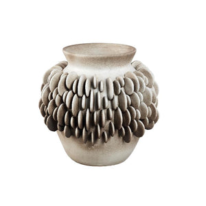 Vase – Keramik Material, Rundes Schuppenmuster, Runde Form, Niedrig, L – Wina | PTMD