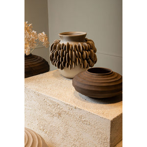Vase – Keramik Material, Rundes Schuppenmuster, Runde Form, Hoch, L – Wina | PTMD