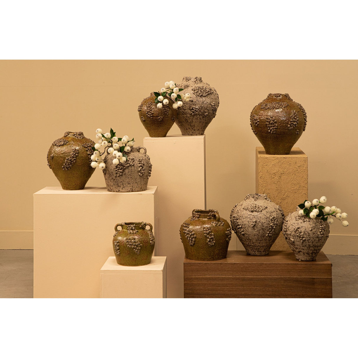 Vase – Keramik Material, Raue Oberfläche, Korallen Design, Grün ,L – Deisy | PTMD