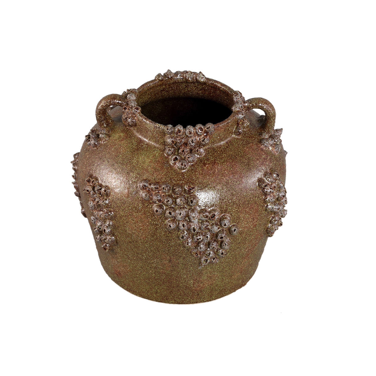Vase – Keramik Material, Raue Oberfläche, Korallen Design mit Griffen, Grün, L – Deisy | PTMD